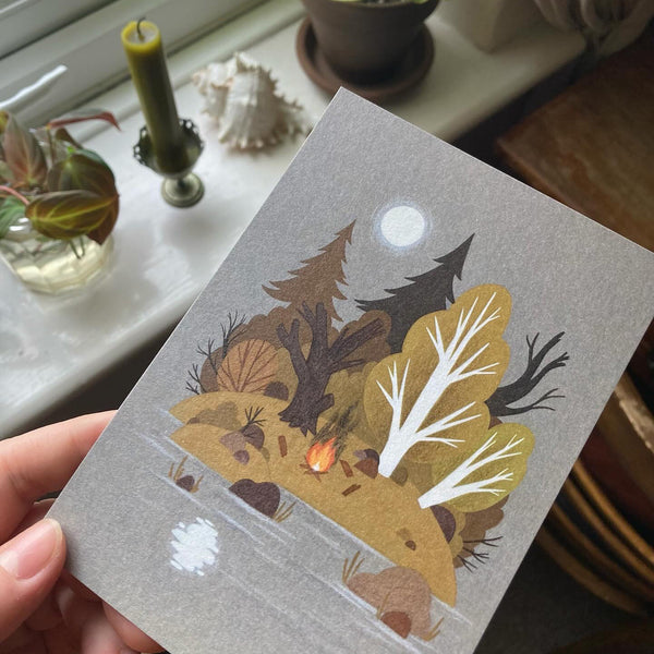 Moonlit Campfire Postcard