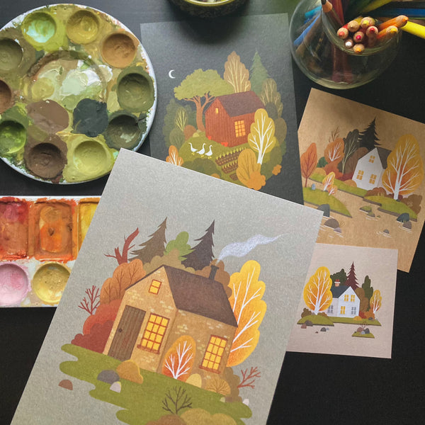 Evening Cabin Print