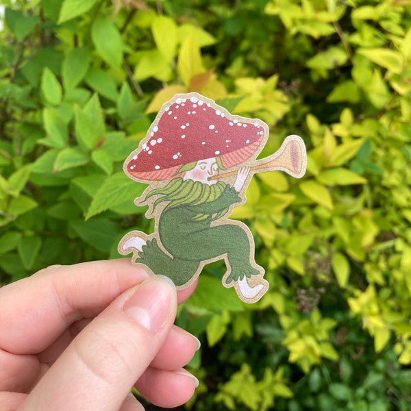 Mushroom Sprite with Trumpet Sticker