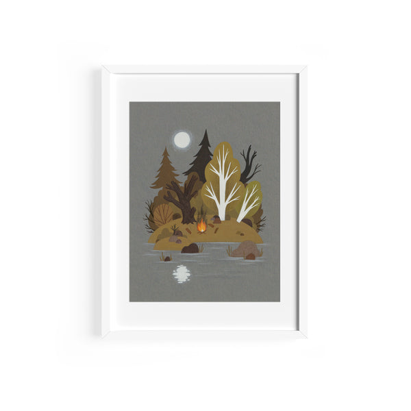 Moonlit Campfire Postcard
