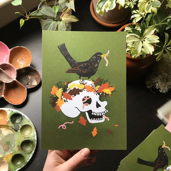 Blackbird and Skull Print