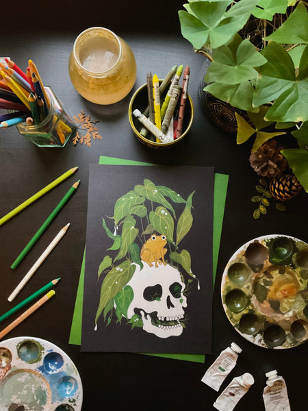 Frog and Skull Print