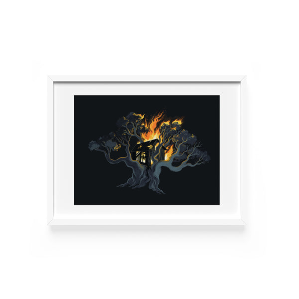 Burning Treehouse Print