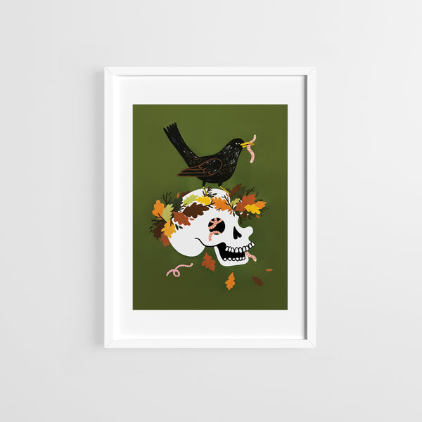 Blackbird and Skull Print