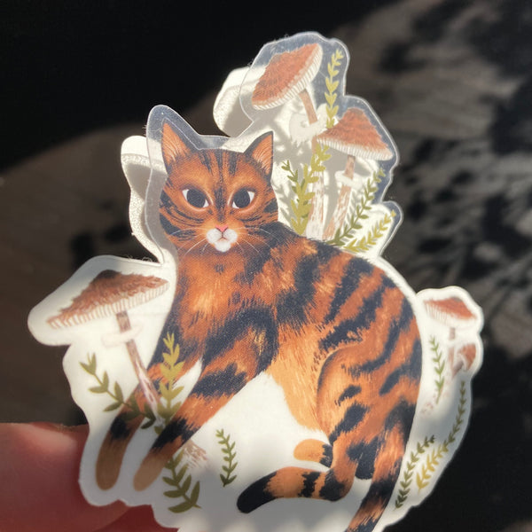 Mog and Mushrooms Sticker