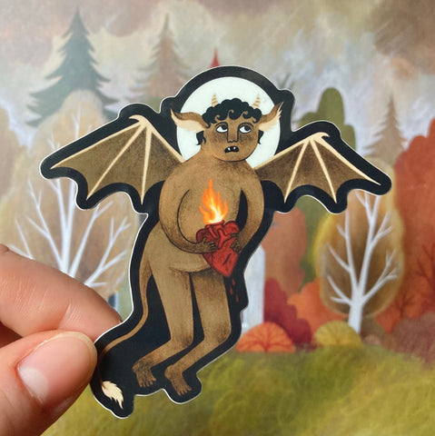 Flaming Heart Goblin Sticker