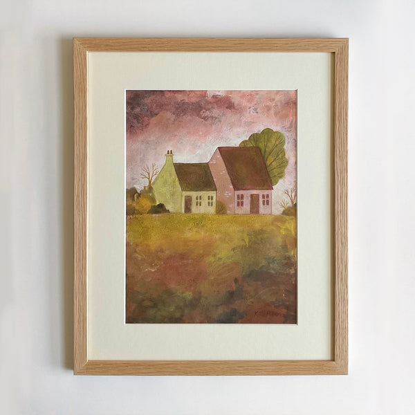 Pink Sky Over Cottages