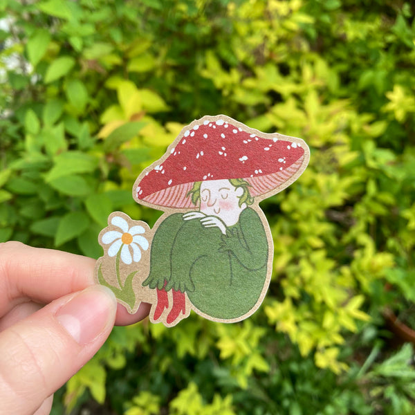Mushroom Sprite with Daisy Sticker